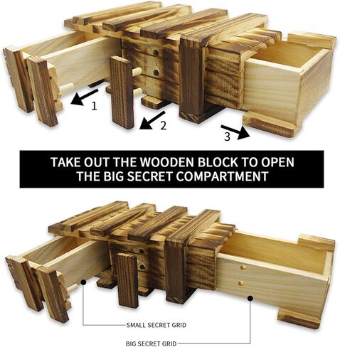 صندوق احجية سري للبالغين، حامل نقود سحري للبالغين والبطاقات ومقصورات سرية خشبية لحفظ بطاقات الهدايا، صندوق احجية ياباني، علب هدايا in Kuwait