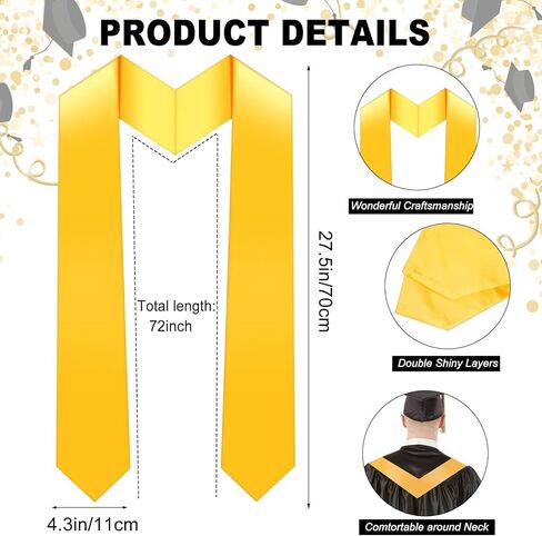 موكوم قبعة تخرج سوداء مع شرابة 2023 مقاس 72 انش، مجموعة حبل الشرف الذهبي للجنسين البالغين في المدرسة الثانوية والجامعة والبكالوريوس in Kuwait