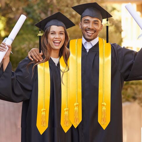 موكوم قبعة تخرج سوداء مع شرابة 2023 مقاس 72 انش، مجموعة حبل الشرف الذهبي للجنسين البالغين في المدرسة الثانوية والجامعة والبكالوريوس in Kuwait