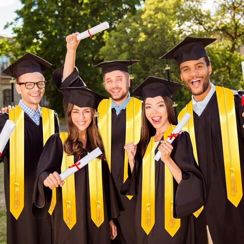 موكوم قبعة تخرج سوداء مع شرابة 2023 مقاس 72 انش، مجموعة حبل الشرف الذهبي للجنسين البالغين في المدرسة الثانوية والجامعة والبكالوريوس in Kuwait