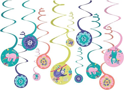 amscan Sloth Value Pack Spiral Decorations, 12 Pcs in Saudi Arabia