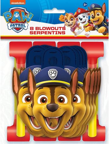Paw Patrol Party Blowouts - 5" x 2" (8 Pcs) - Multicolor Paper Party Favors - Perfect for Kids Birthdays & Celebrations in Saudi Arabia