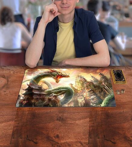 Temple Dragon - Large Custom Mouse Pad/Playmat - Durable Rubber 14" x 24" in Kuwait