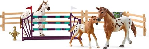 Schleich Horse Club, 11-Piece Playset, Horse Toys for Girls and Boys 5-12 years old Lisa’s Tournament Training with Appaloosas in Saudi Arabia