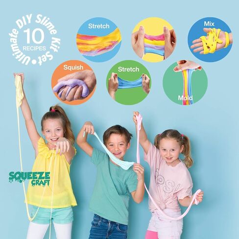 Kicko Slime Making Set Ultimate DIY - 56 Piece Slime Kit with Storage Box - Fluffy, Beads, Glitter, Glue, Glow in The Dark, Color Dyes - for Boys, Girls, Party Favors in Saudi Arabia