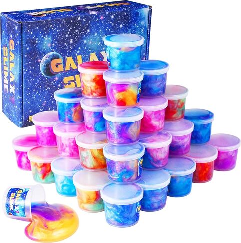 مجموعة جالاكسي بوتي سلايم مكونة من 45 قطعة من هدايا الحفلات للأطفال، تجربة لمسية وبصرية، لعبة تخفيف التوتر، ألعاب حقيبة جودي، هدايا عيد الميلاد للفتيات والأولاد in Kuwait