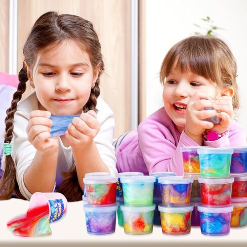 مجموعة جالاكسي بوتي سلايم مكونة من 45 قطعة من هدايا الحفلات للأطفال، تجربة لمسية وبصرية، لعبة تخفيف التوتر، ألعاب حقيبة جودي، هدايا عيد الميلاد للفتيات والأولاد in Kuwait