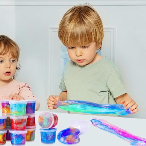 مجموعة جالاكسي بوتي سلايم مكونة من 45 قطعة من هدايا الحفلات للأطفال، تجربة لمسية وبصرية، لعبة تخفيف التوتر، ألعاب حقيبة جودي، هدايا عيد الميلاد للفتيات والأولاد in Kuwait