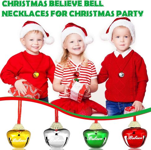 WILLBOND 24 Pcs 1.5 Inch Christmas Bell Necklaces Bulk The Polar Party Favors Believe Bell Ornaments Holiday Classroom Students Gifts Christmas Stocking Stuffers (Classic Color) in Saudi Arabia