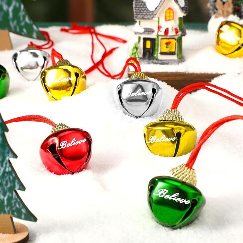 WILLBOND 24 Pcs 1.5 Inch Christmas Bell Necklaces Bulk The Polar Party Favors Believe Bell Ornaments Holiday Classroom Students Gifts Christmas Stocking Stuffers (Classic Color) in Saudi Arabia