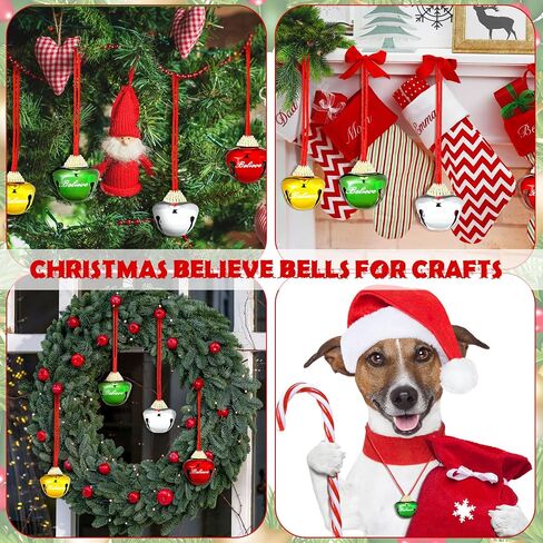 WILLBOND 24 Pcs 1.5 Inch Christmas Bell Necklaces Bulk The Polar Party Favors Believe Bell Ornaments Holiday Classroom Students Gifts Christmas Stocking Stuffers (Classic Color) in Saudi Arabia