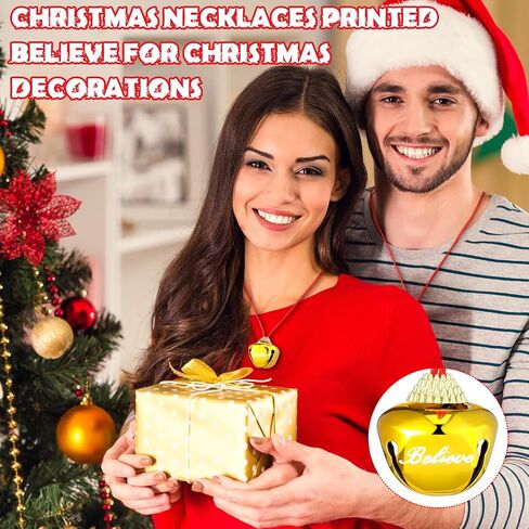 WILLBOND 24 Pcs 1.5 Inch Christmas Bell Necklaces Bulk The Polar Party Favors Believe Bell Ornaments Holiday Classroom Students Gifts Christmas Stocking Stuffers (Classic Color) in Saudi Arabia