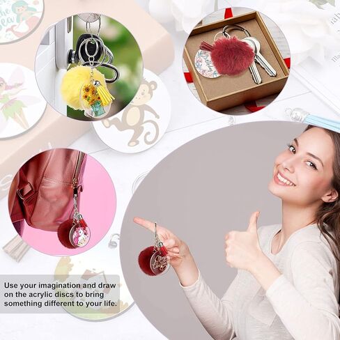 126 قطعة من سلاسل المفاتيح الفارغة من الاكريليك مع شراشيب، اشكال مختلفة من الاكريليك، سلسلة مفاتيح من الاكريليك، اكسسوارات الجنين، خطافات كبس صغيرة مضفرة على شكل كرة قطيفة للمشاريع والحرف اليدوية in Kuwait