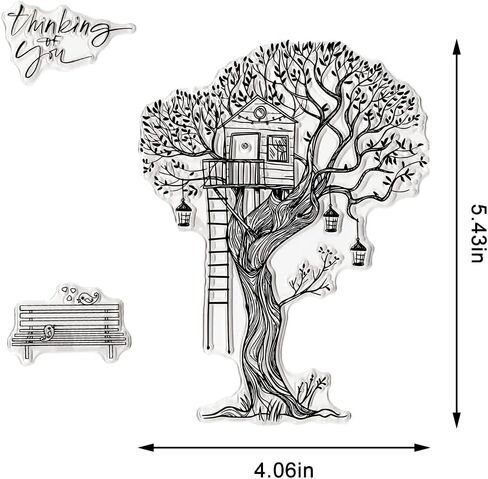 Tree Background Clear Stamps for Card Making, House Background Clear Rubber Stamps Castle Holiday Stamps for Holiday Card Making Decor DIY Scrapbooking Transparent Album Decor Paper Craft in Saudi Arabia