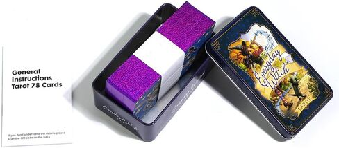 Atesswy Everyday Witch Tarot Deck في علبة - إصدار محدود مذهب | 78 بطاقة غريبة الأطوار ذات حواف أرجوانية | مجموعة التارو مع دليل للمبتدئين والساحرات (4.06 بوصة × 2.36 بوصة) in Kuwait