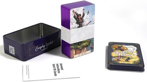 Atesswy Everyday Witch Tarot Deck في علبة - إصدار محدود مذهب | 78 بطاقة غريبة الأطوار ذات حواف أرجوانية | مجموعة التارو مع دليل للمبتدئين والساحرات (4.06 بوصة × 2.36 بوصة) in Kuwait