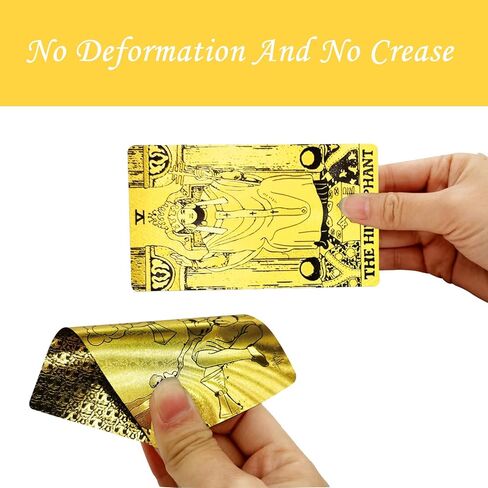 بطاقات التارو سموستارت مع دليل إرشادي، بولي كلوريد الفينيل مقاوم للماء ومضاد للتجاعيد، 78 بطاقة تاروت من رقائق الذهب مع صندوق رائع (ذهبي) in Kuwait