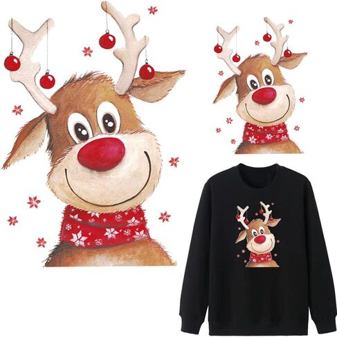 الغزلان الكي على رقع الغزلان ملصقات نقل الحرارة عيد الميلاد الأيائل تصميم 2 ورقة حيوانات عيد الميلاد الحديد على قابل للغسل لطيف الديكور ل DIY الملابس تي شيرت ، البلوز in Kuwait