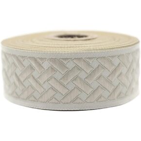 10.9 Yards Spool 1.37" Wide White & Cream Knot Jacquard Ribbon Geometric Trim Woven Border Craft Supplies Vintage Trim 35274 V1 in Kuwait