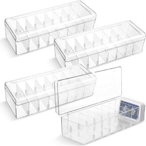 Wenqik 2 Pcs Trading Card Storage Box Plastic Storage Box Transparent Playing Case with Removable Dividers Storage 560 Standard Cards