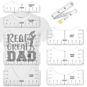 KISSWILL 9 Pcs Transparent Tshirt-Ruler Guide for Vinyl Alignment, Tshirt-Ruler for Heat Press, Tshirt-Rulers to Center Vinyl for Children Youth Adult, Measuring Front & Back in Kuwait