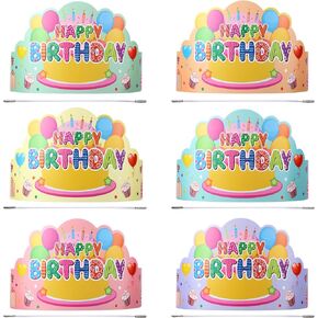 Yunsailing 36 Pcs Birthday Crowns Kids Classroom Party,Pink, Yellow, Blue in Kuwait