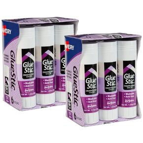 Avery Glue Stic, Disappearing Purple, Washable, Non-Toxic, 1.27oz, 6 Glue Sticks (98071)
