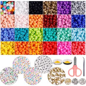 Long tiantian 17000pcs 2mm Glass Seed Beads for Bracelet Making Kit,Tiny Waist Beads Kit with Letter Beads and Elastic String, Small Beads Friendship Jewelry Making Kit, DIY Art Craft Girls Gifts