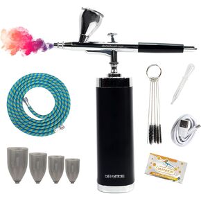 مجموعة فرشاة هوائية لاسلكية مع ضاغط، مجموعة ضاغط فرشاة هوائية لاسلكية محمولة للرسم والنماذج والفنون والوشم وفن الاظافر والوضع والمكياج والكيك وصالون الحلاقة ورسم التيشيرت والدباغة من العلامة التجارية in Kuwait