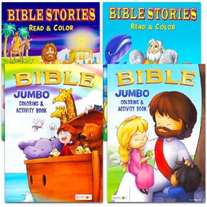 Bible Story Coloring Books for Kids Ages 4-8 - Bundle with 4 Biblical Coloring Books with Jesus, Noah's Ark, Moses, and More | Bible Coloring Books for Kids in Kuwait