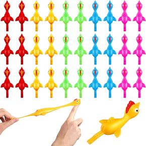 Sumind 30 Pieces Flying Chicken Slingshot, Rubber Chicken Slingshot Finger Slingshot Chicken Stretchy Rubber Chicken for Party Favors Birthday Gift Goodie Bags Stuffers(Turkey,Vibrant Colors)