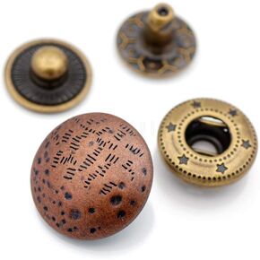CRAFTMEMORE Antique Moon Snap Fastener Closure Buttons Round Popper Snaps Decorative Rivet Stud 18mm Pack of 10 (Antique Silver)