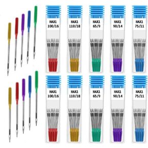 تشاومنجيا 120 قطعة من ابر ماكينة الخياطة ذات النقاط العادية العالمية، متوافقة مع سينجر وبراذر وجانوم وفارماكس بمقاسات 65/9، 75/11، 90/14، 100/16، 110/18 (5 الوان) in Kuwait