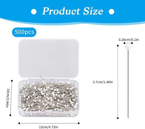 500PCS Pearled Head Straight Pins, Sewing Pins for Fabric, White Straight Head Pins, Map Pin, Fixed Sewing Marker Needle for Crafting Dressmaker Jewelry DIY Craft and Sewing Wedding Flower Decorations in Saudi Arabia