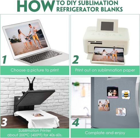 Xuhal 60 Pcs Sublimation Magnet Blanks Sublimation Blank Refrigerator Magnets Products for Kitchen Microwave Oven Office Decor, with 30 Pcs Square Blanks and 30 Pcs Fridge Magnets, 3 Sizes in Saudi Arabia