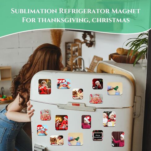 Xuhal 60 Pcs Sublimation Magnet Blanks Sublimation Blank Refrigerator Magnets Products for Kitchen Microwave Oven Office Decor, with 30 Pcs Square Blanks and 30 Pcs Fridge Magnets, 3 Sizes in Saudi Arabia