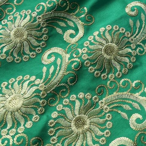YQOINFKS George Lace جديد نسيج حريري مطرز بنسيج دانتيل أفريقي ترتر دانتيل نسيج نيجيري 3 ياردات/مجموعة لخياطة الزفاف (3 ياردات، أخضر نيجيري) in Kuwait