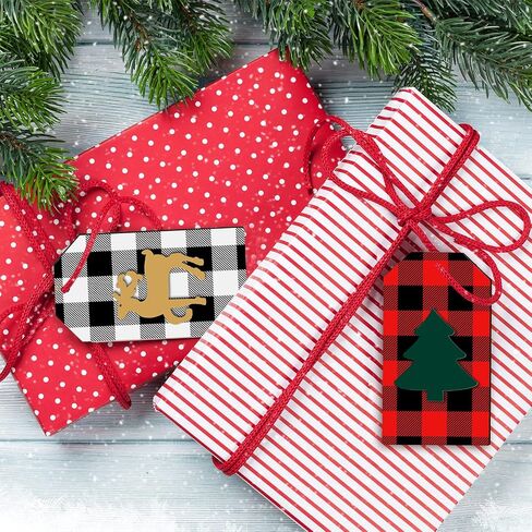 90 Pieces Blank Wooden Present Tags Labels for Present Party Bags Unfinished Wooden Slice Christmas Tree Hanging Ornaments with Holes and Twine DIY Craft Xmas Decorations in Saudi Arabia