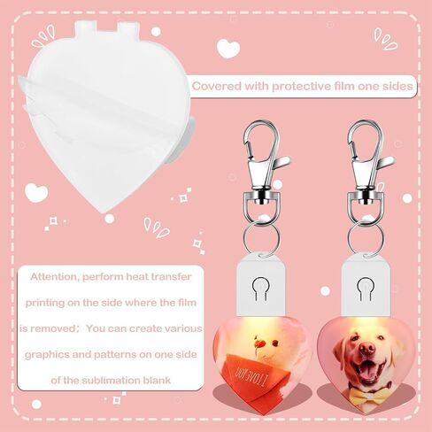 Tondiamo 10 Pcs LED Sublimation Blank Keychain Lighted Heart Shape Transfer Keychain Acrylic Heat Sublimation Blanks Key Rings Picture Key Chains for Christmas Valentine's Day DIY Art Craft Gifts in Saudi Arabia