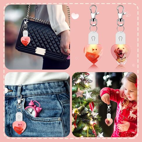 Tondiamo 10 Pcs LED Sublimation Blank Keychain Lighted Heart Shape Transfer Keychain Acrylic Heat Sublimation Blanks Key Rings Picture Key Chains for Christmas Valentine's Day DIY Art Craft Gifts in Saudi Arabia