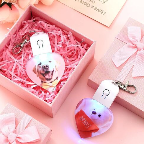 Tondiamo 10 Pcs LED Sublimation Blank Keychain Lighted Heart Shape Transfer Keychain Acrylic Heat Sublimation Blanks Key Rings Picture Key Chains for Christmas Valentine's Day DIY Art Craft Gifts in Saudi Arabia