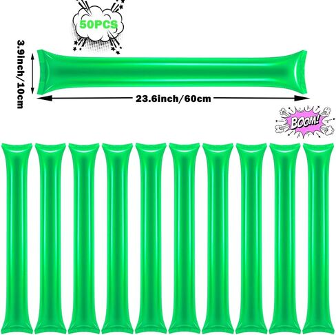 50 قطعة من اعواد الرعد السميكة من لوفشير، عصي تشجيع بلاستيكية قابلة للنفخ تصدر ضوضاء للحفلات الرياضية والفرق الروحية in Kuwait
