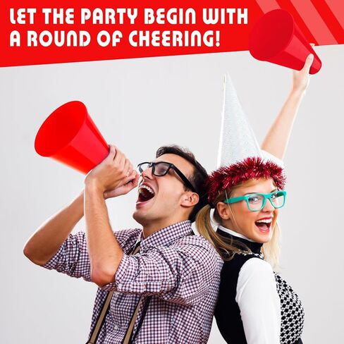 DEEKIN 36 قطعة من ملحقات الحفلات مكبر الصوت الأحمر يهتف مكبر الصوت البلاستيكي التشجيع مكبر الصوت مدير دعامة ألعاب صانع الضوضاء للحفلات المفضلة لعبة المطابقة الرياضية والأنشطة الخارجية in Kuwait