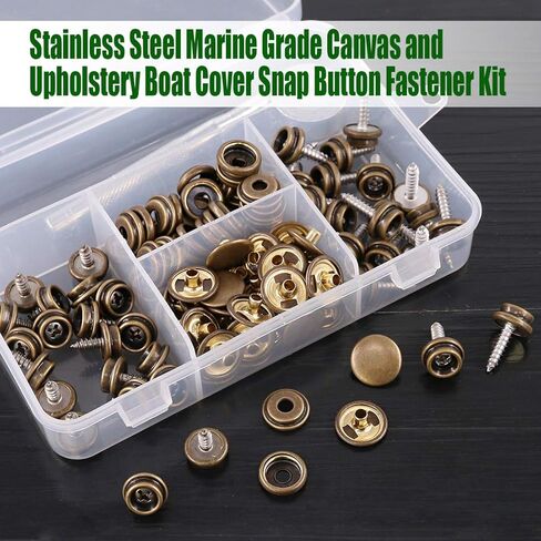 مجموعة أدوات كبس قماشية برونزية مكونة من 120 قطعة من Keadic، مشبك كبس من القماش للقوارب مع قطعتين أداة إعداد للنسيج الجلدي (40 مجموعة) in Kuwait