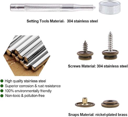 مجموعة أدوات كبس قماشية برونزية مكونة من 120 قطعة من Keadic، مشبك كبس من القماش للقوارب مع قطعتين أداة إعداد للنسيج الجلدي (40 مجموعة) in Kuwait