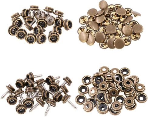 مجموعة أدوات كبس قماشية برونزية مكونة من 120 قطعة من Keadic، مشبك كبس من القماش للقوارب مع قطعتين أداة إعداد للنسيج الجلدي (40 مجموعة) in Kuwait