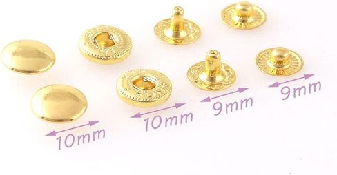 Noyin المفاجئة السحابات 10mm زر المفاجئة الصحافة الأزرار المفاجئة برشام أزرار بوبرس المفاجئة السحابات للملابس الجلدية الجينز سترات أساور أكياس 2/5 '' 10 مجموعة (ذهبي وردي) in Kuwait