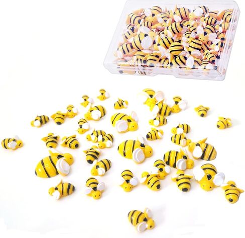 60 قطعة من زخارف النحل الصغيرة من الراتنج من جلاسيلي على شكل نحلة راتينج حرفية وديكورات مسطحة مع صندوق تخزين من أجل إكليل الحرف اليدوية وديكور المنزل للحفلات in Kuwait
