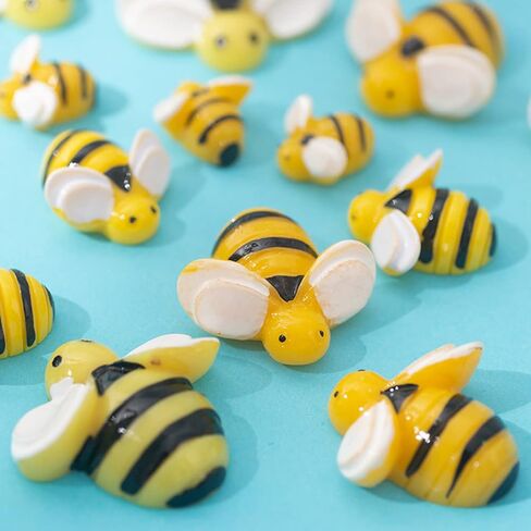 60 قطعة من زخارف النحل الصغيرة من الراتنج من جلاسيلي على شكل نحلة راتينج حرفية وديكورات مسطحة مع صندوق تخزين من أجل إكليل الحرف اليدوية وديكور المنزل للحفلات in Kuwait