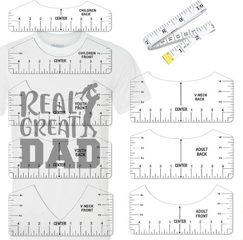 KISSWILL 9 Pcs Transparent Tshirt-Ruler Guide for Vinyl Alignment, Tshirt-Ruler for Heat Press, Tshirt-Rulers to Center Vinyl for Children Youth Adult, Measuring Front & Back in Kuwait